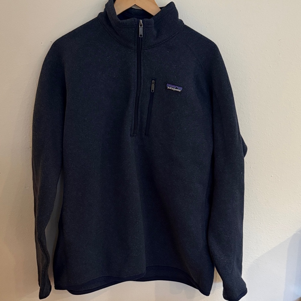 Patagonia sz XL Better Sweater Dark Blue Quarter-Zip Fleece great pre owned cond